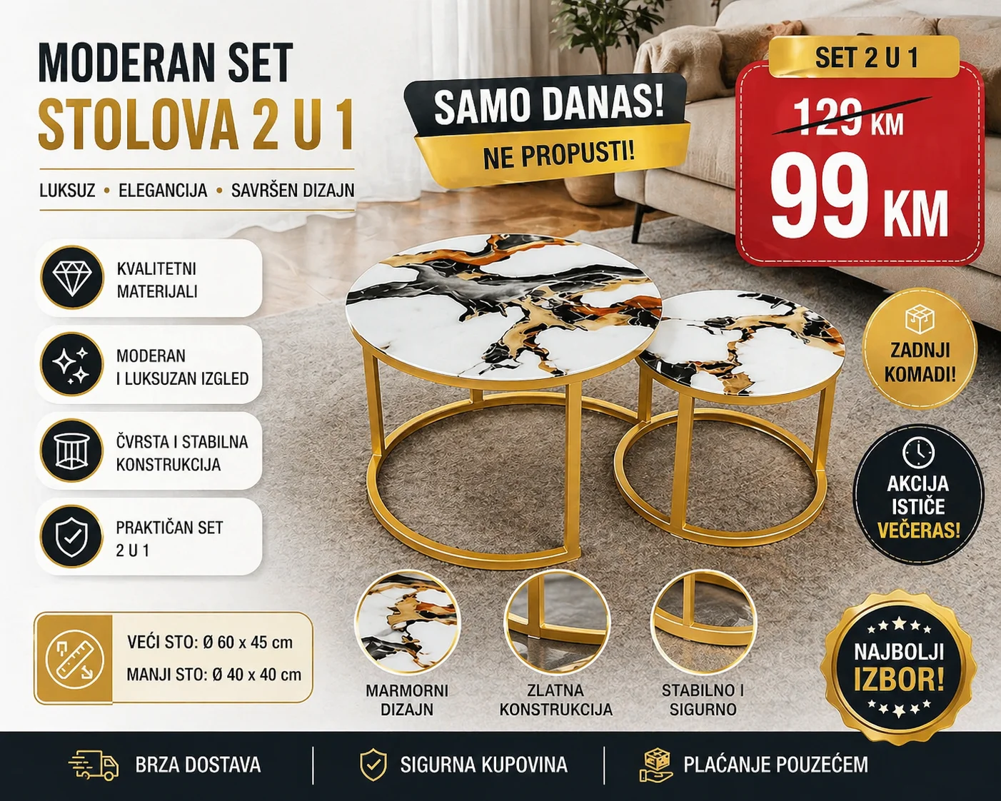 Moderan set stolića 2 u 1 - Image 3